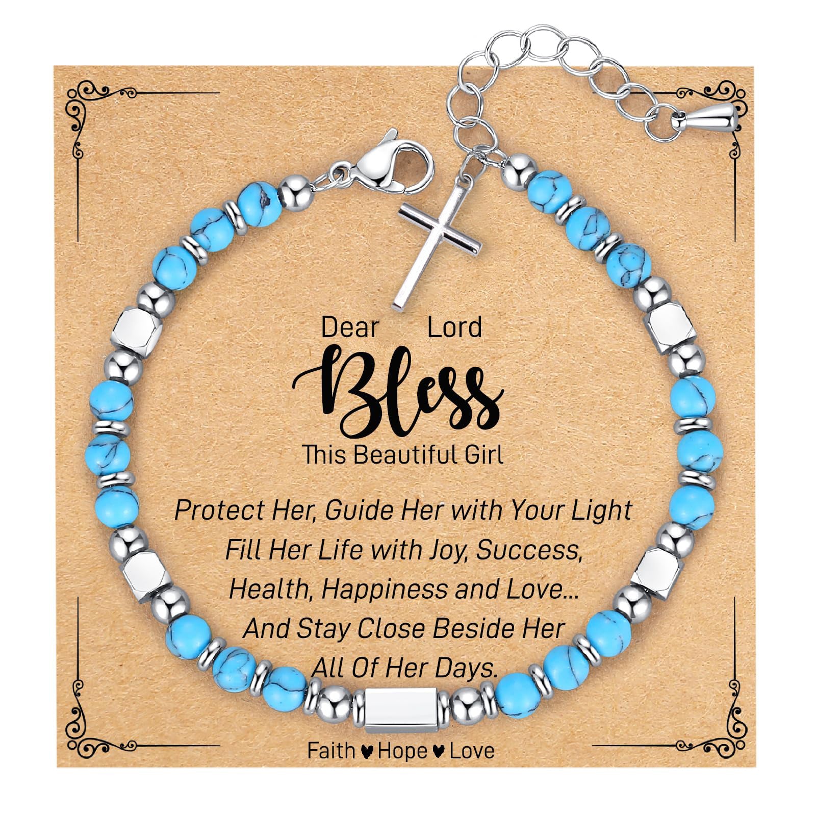 Pulsera de Cuentas Curativas con Cruz Turquesa