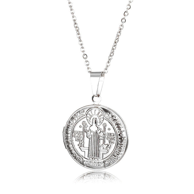 Collar de Titanio con Colgante Clásico de San Benito