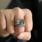 Anillo de Acero Inoxidable de la Virgen María, Signo de Cruz, Anillos Católicos para Joyería Religiosa