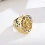 Anillo de Acero Inoxidable de la Virgen María, Signo de Cruz, Anillos Católicos para Joyería Religiosa