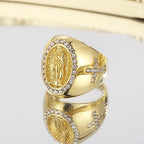 Anillo de Acero Inoxidable de la Virgen María, Signo de Cruz, Anillos Católicos para Joyería Religiosa