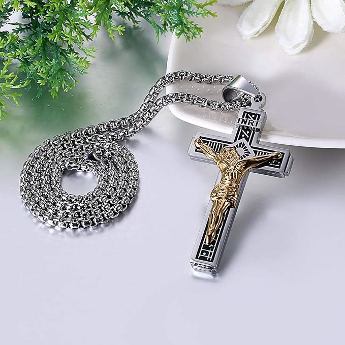 Collar de Titanio con Crucifijo de Jesús