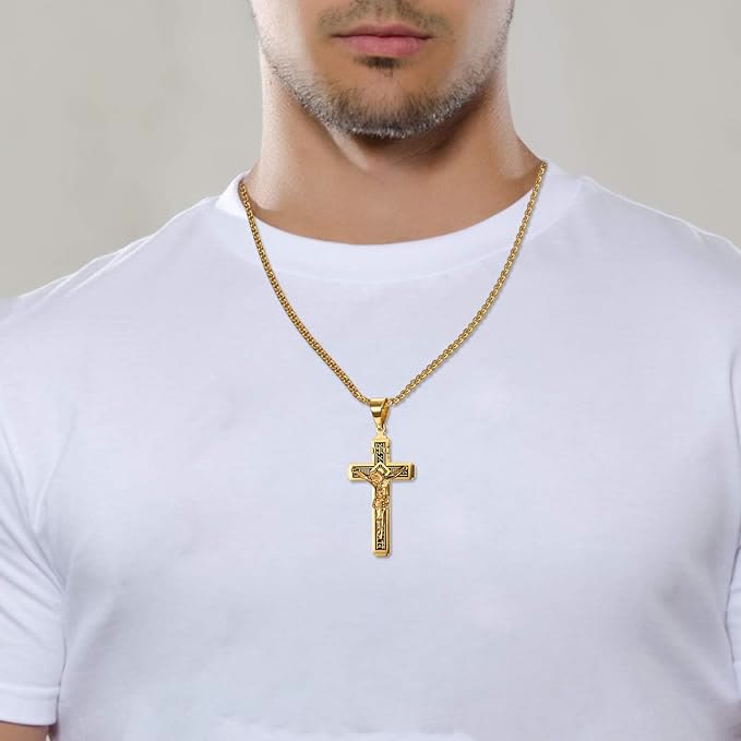 Collar de Titanio con Crucifijo de Jesús