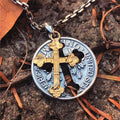 Collar de Colgante de Moneda Cruz de Doble Cara Vintage
