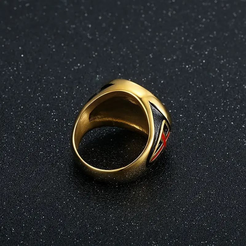 Anillo de Titanio con Escudo de Protección de Armadura de Caballero
