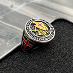 Anillo de Titanio con Escudo de Protección de Armadura de Caballero