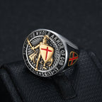 Anillo de Titanio con Escudo de Protección de Armadura de Caballero