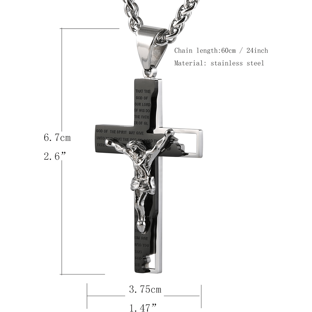 Collar de Oración con Crucifijo de Acero Inoxidable