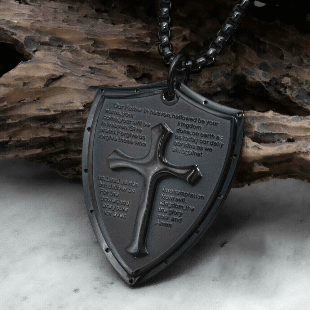 Colgante en forma de cruz del Padre Nuestro en acero inoxidable