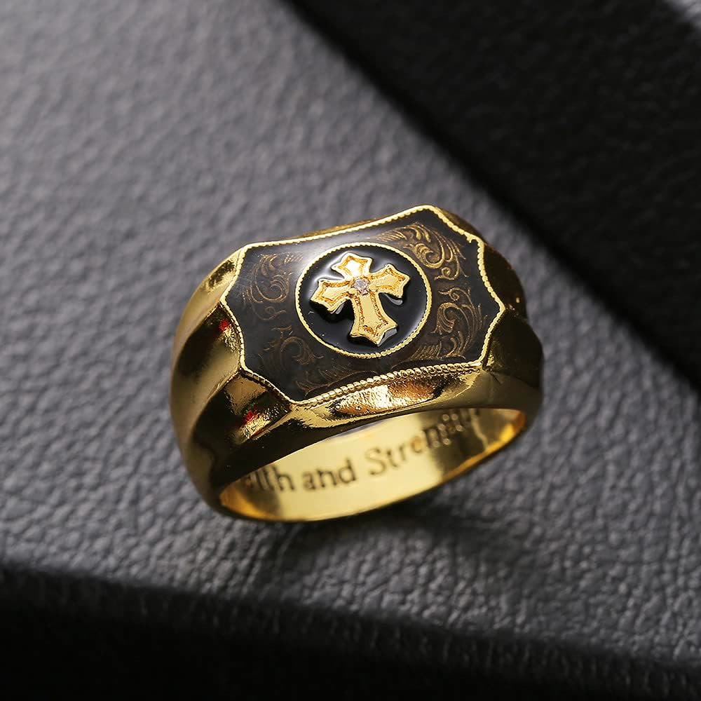 Anillo Religioso Cruz de Jesús Fe y Fuerza