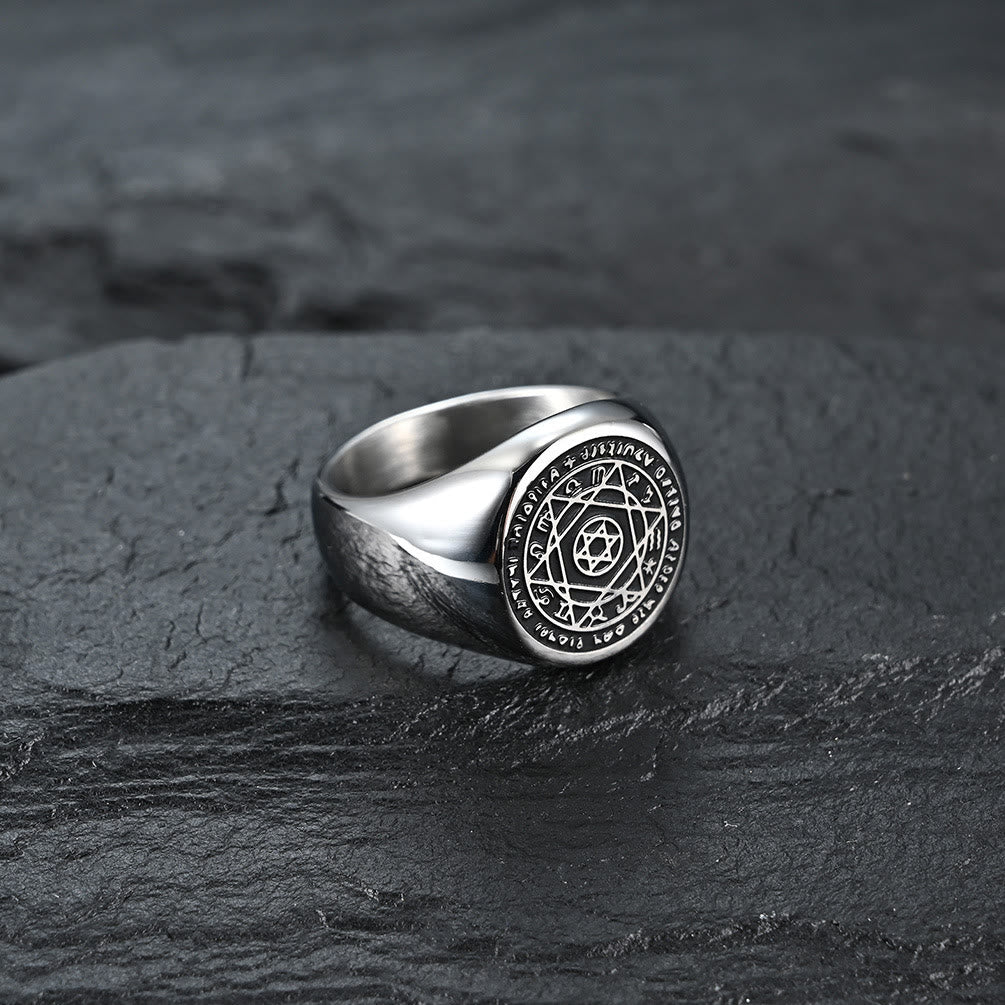 Anillo de la Estrella de Seis Puntas del Sello de Salomón, Constellación de Talisman, Banda de Acero Inoxidable