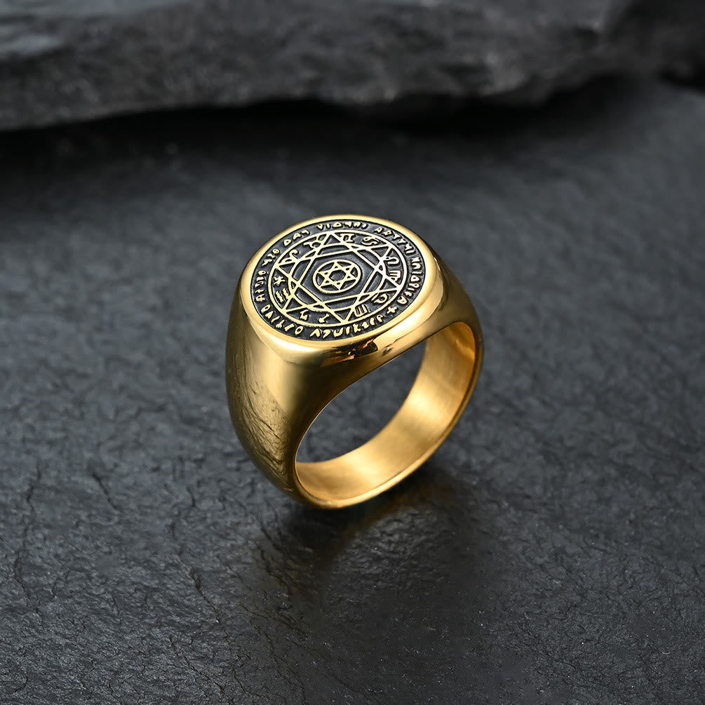 Anillo de la Estrella de Seis Puntas del Sello de Salomón, Constellación de Talisman, Banda de Acero Inoxidable