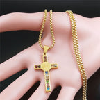 Cruz de San Benito Mezcla Biblia Collar de 12 Cristales