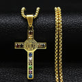 Cruz de San Benito Mezcla Biblia Collar de 12 Cristales
