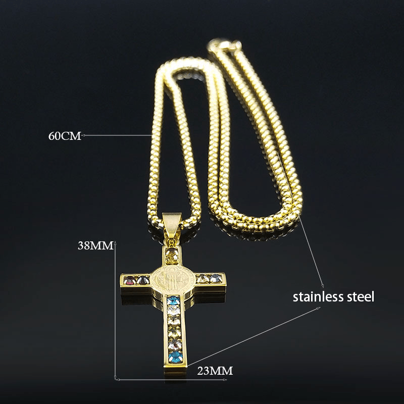 Cruz de San Benito Mezcla Biblia Collar de 12 Cristales