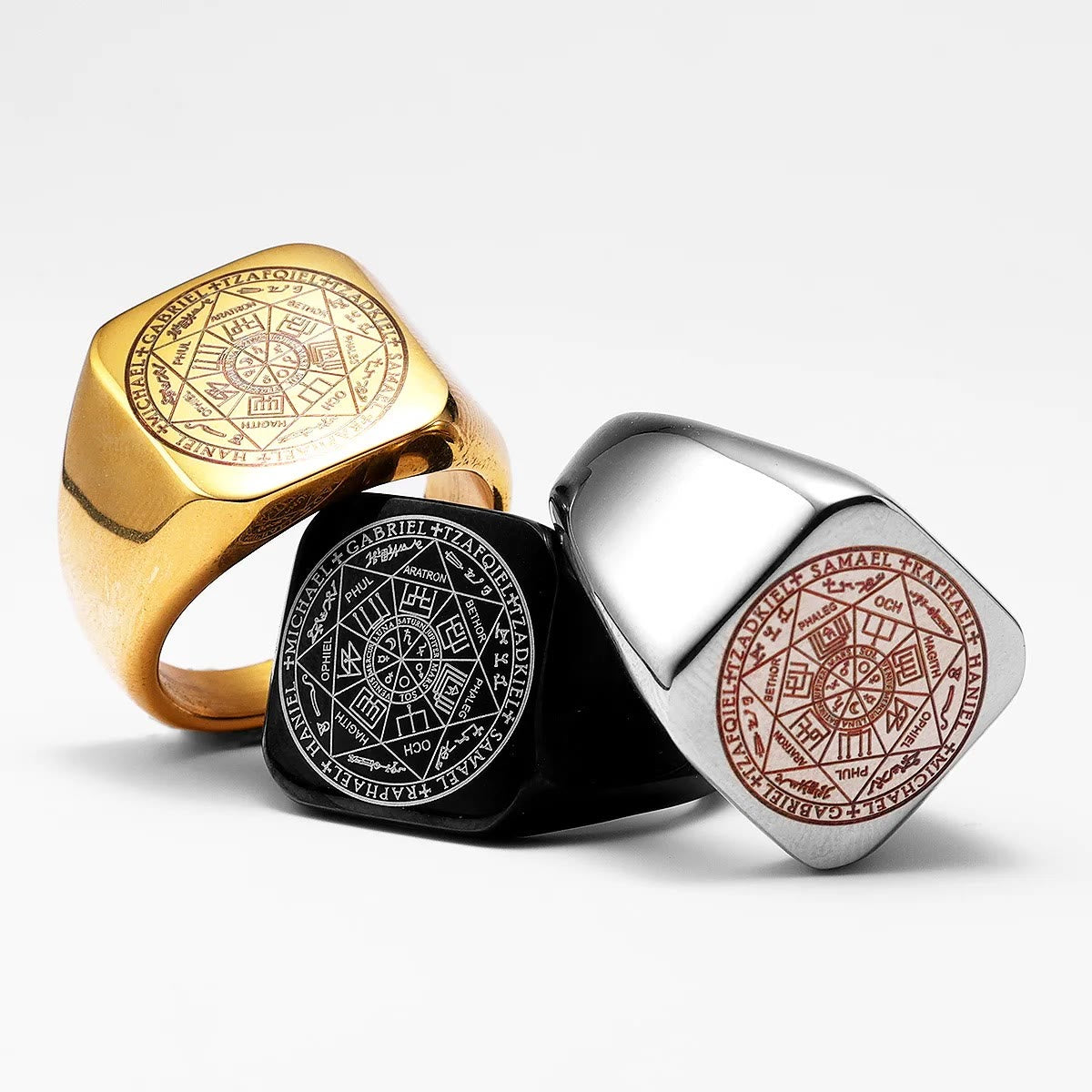 Sellos de Los Siete Arcángeles Protección Anillo de Titanio de Salomón Kabbalah