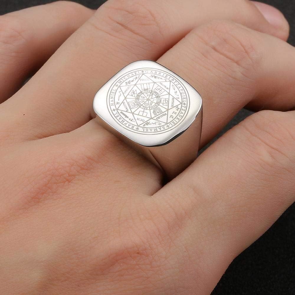 Sellos de Los Siete Arcángeles Protección Anillo de Titanio de Salomón Kabbalah