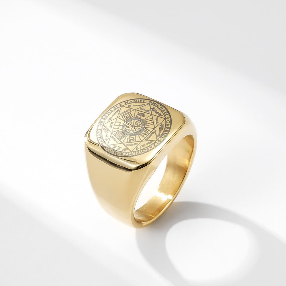 Sellos de Los Siete Arcángeles Protección Anillo de Titanio de Salomón Kabbalah