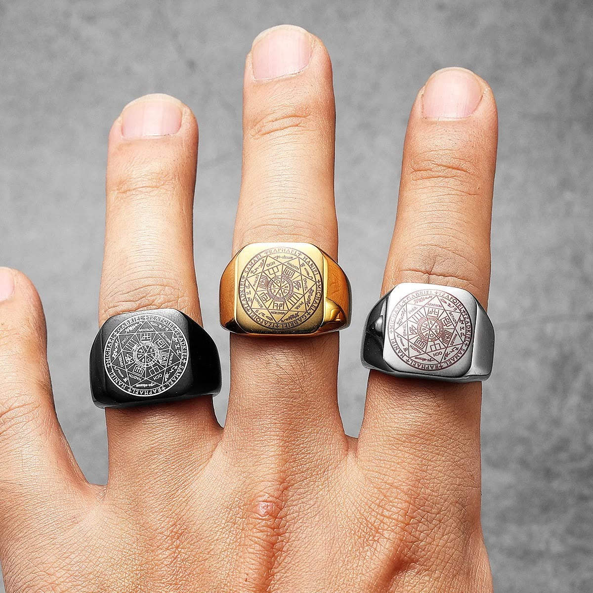 Sellos de Los Siete Arcángeles Protección Anillo de Titanio de Salomón Kabbalah
