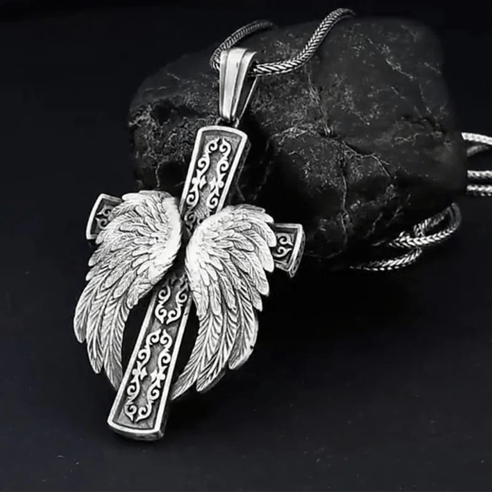 Colgante de Cruz Alada de Plata - Collar Cristiano