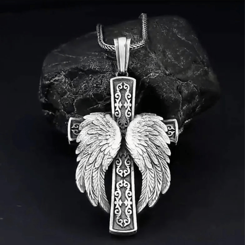 Colgante de Cruz Alada de Plata - Collar Cristiano
