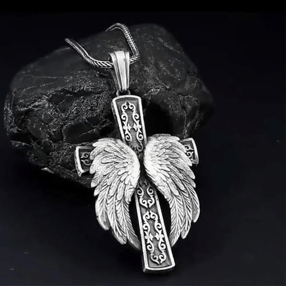 Colgante de Cruz Alada de Plata - Collar Cristiano