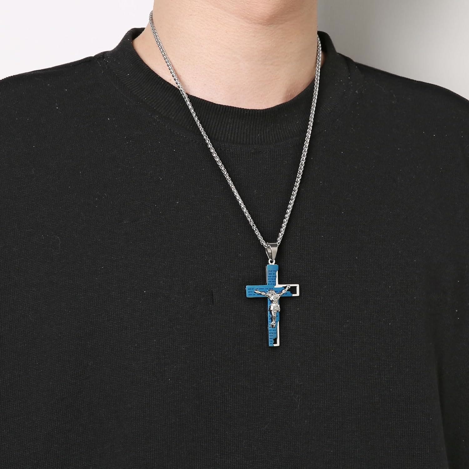 Collar de Oración con Crucifijo de Acero Inoxidable
