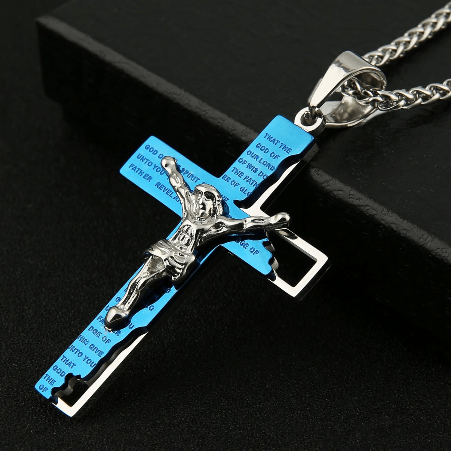 Collar de Oración con Crucifijo de Acero Inoxidable