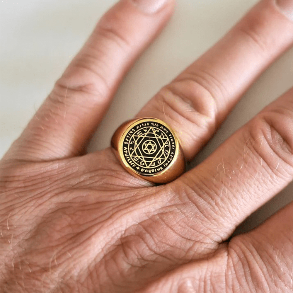 Anillo de la Estrella de Seis Puntas del Sello de Salomón, Constellación de Talisman, Banda de Acero Inoxidable