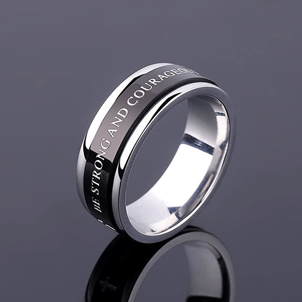 Anillo Rotatorio con Bordes en Cruz de Titanio Negro/Dorado