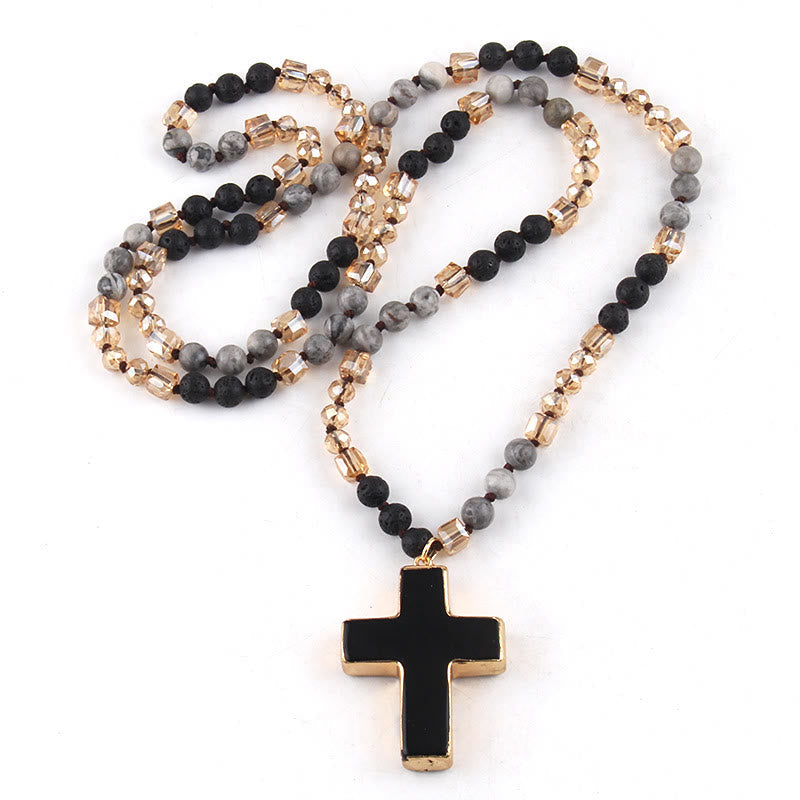 Colgante de Cruz Católica Collar Cristiano Joyería Religiosa