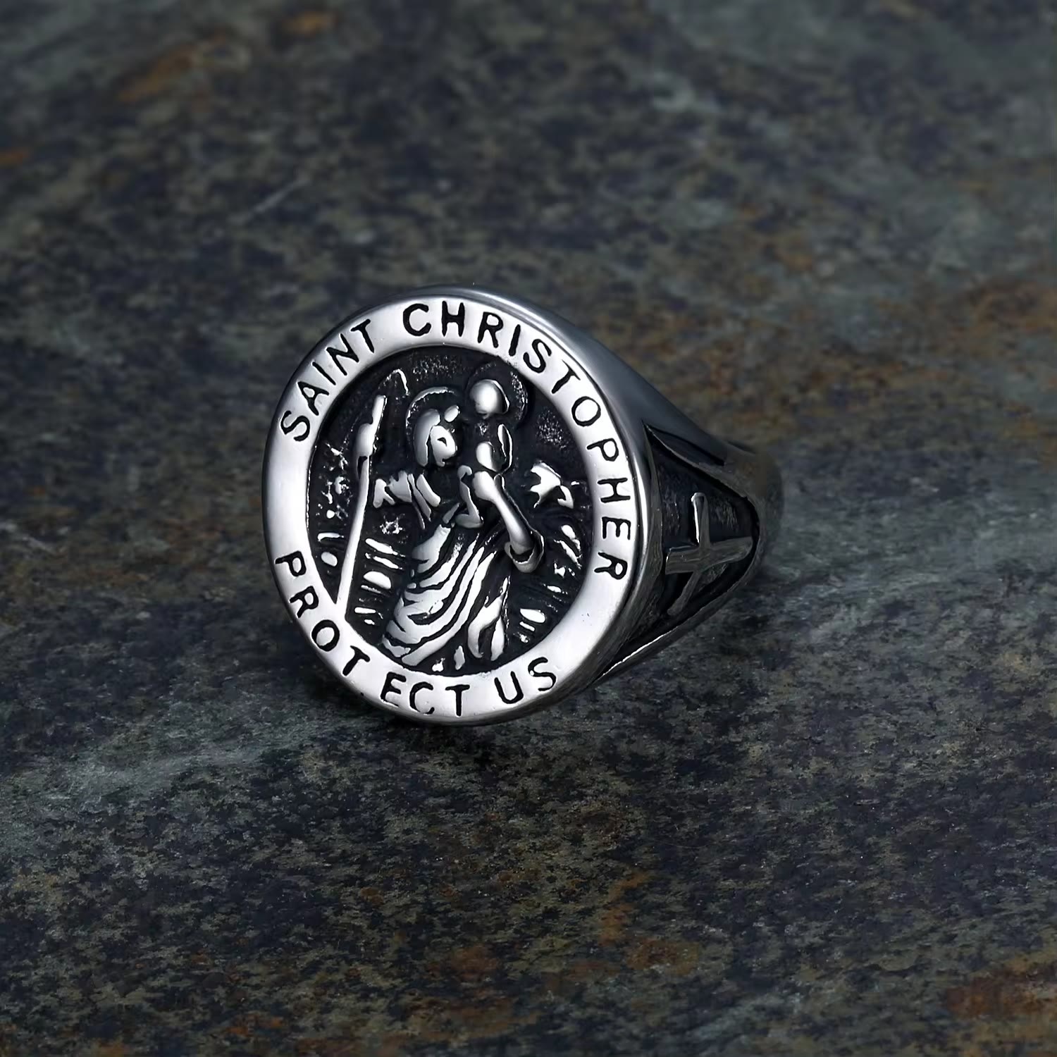 Anillo Sello Medalla de San Cristóbal Protégennos