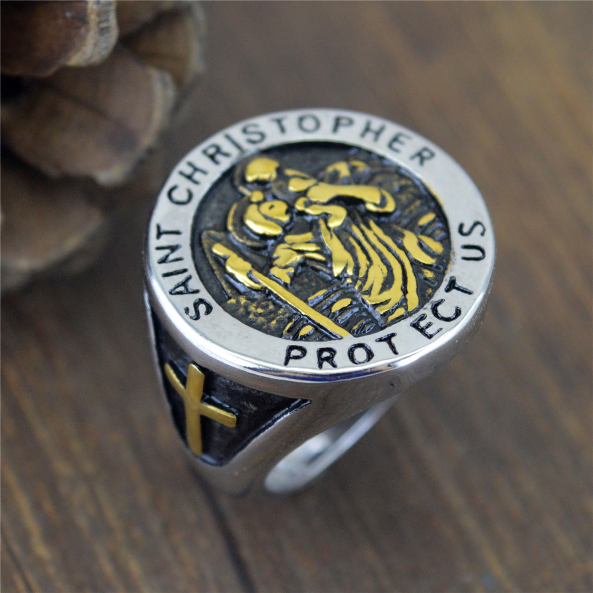 Anillo Sello Medalla de San Cristóbal Protégennos