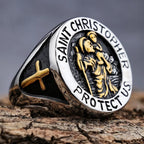 Anillo Sello Medalla de San Cristóbal Protégennos