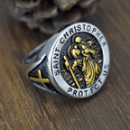 Anillo Sello Medalla de San Cristóbal Protégennos