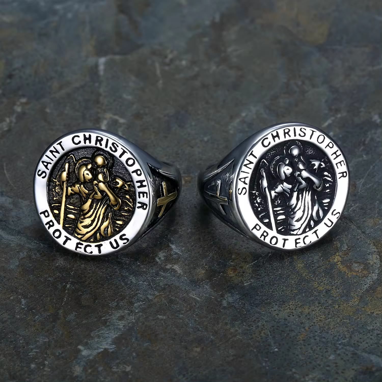 Anillo Sello Medalla de San Cristóbal Protégennos