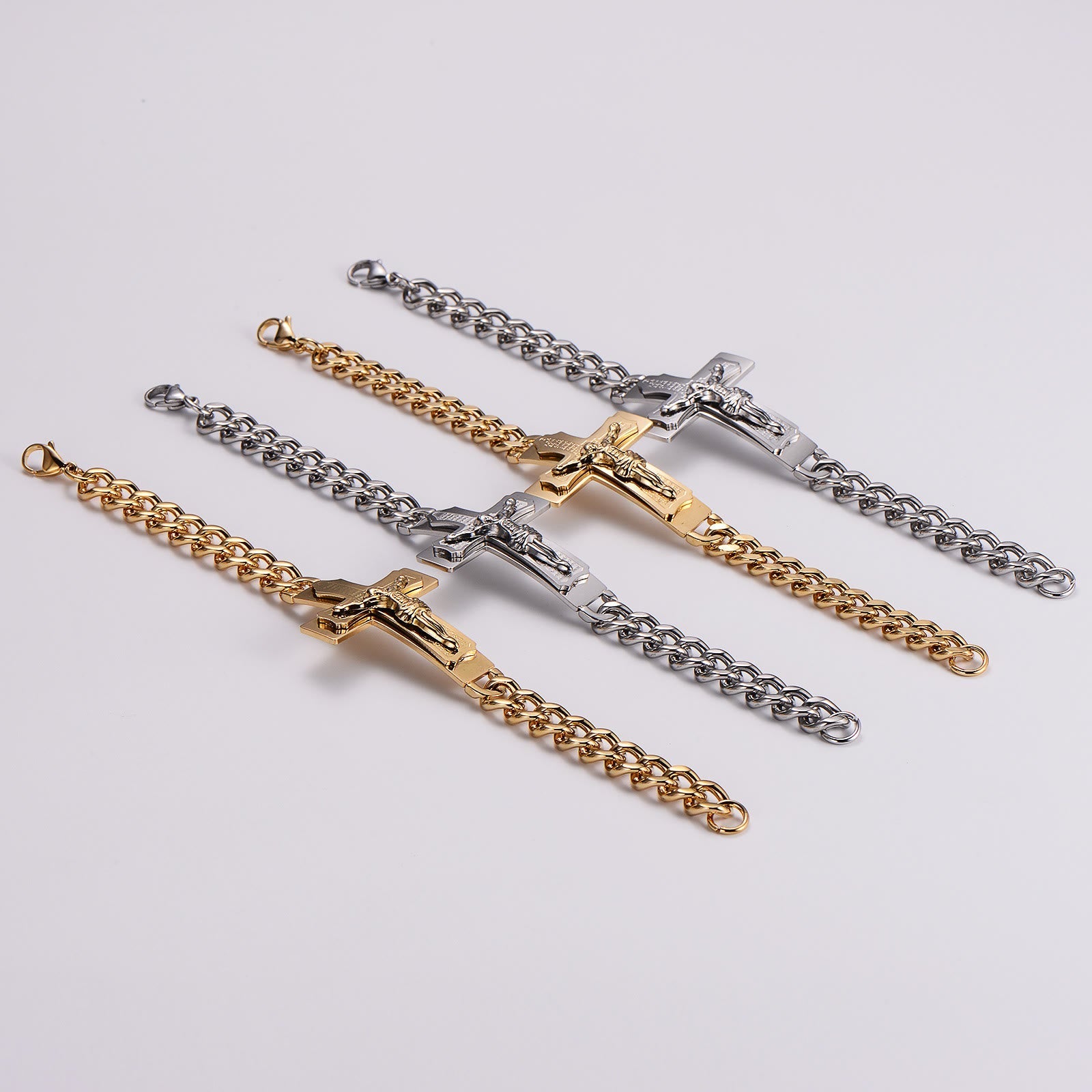 Pulsera de Oración Crucifijo con Versículo Bíblico de Jesús Sólido