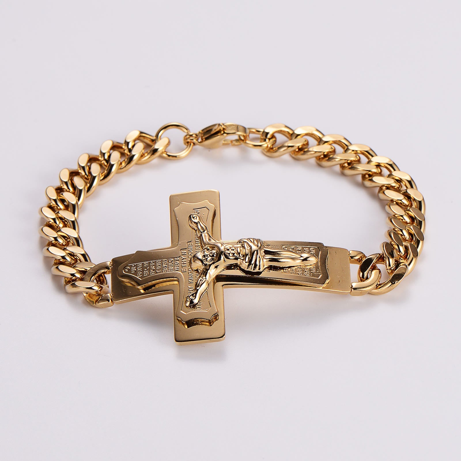 Pulsera de Oración Crucifijo con Versículo Bíblico de Jesús Sólido