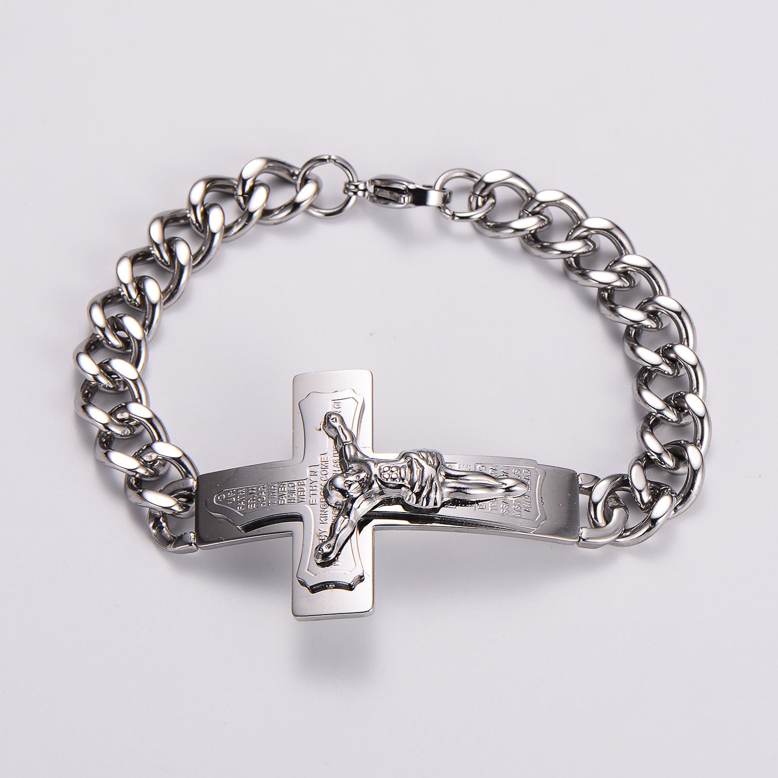 Pulsera de Oración Crucifijo con Versículo Bíblico de Jesús Sólido