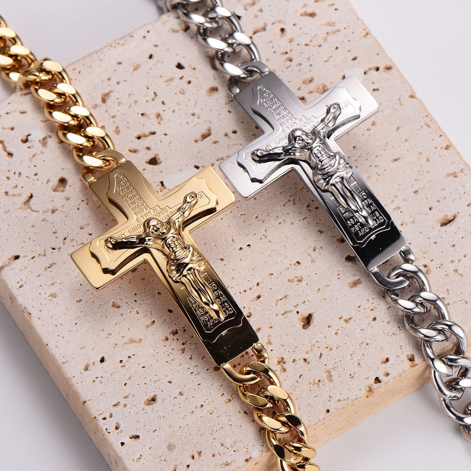 Pulsera de Oración Crucifijo con Versículo Bíblico de Jesús Sólido