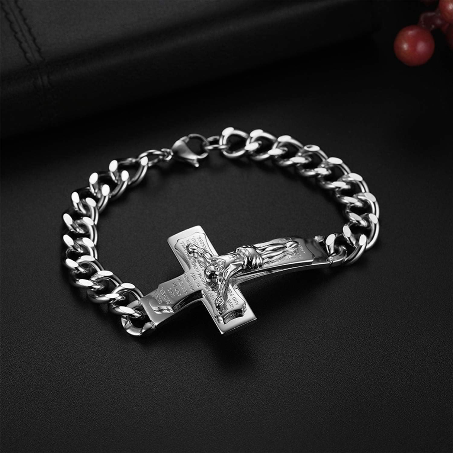 Pulsera de Oración Crucifijo con Versículo Bíblico de Jesús Sólido