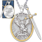 Colgante de Espada Bicolor y Escudo Ovalado de San Miguel