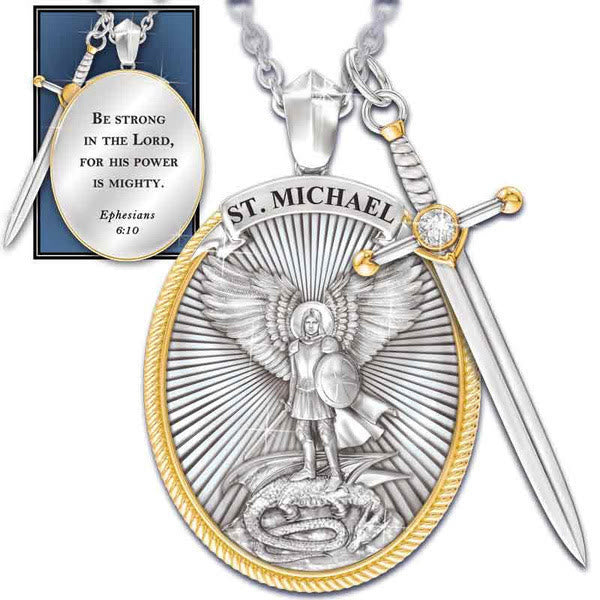 Colgante de Espada Bicolor y Escudo Ovalado de San Miguel