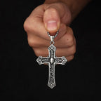 Collar con Colgante de Cruz de la Virgen María de Titanio Retro