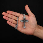 Collar con Colgante de Cruz de la Virgen María de Titanio Retro
