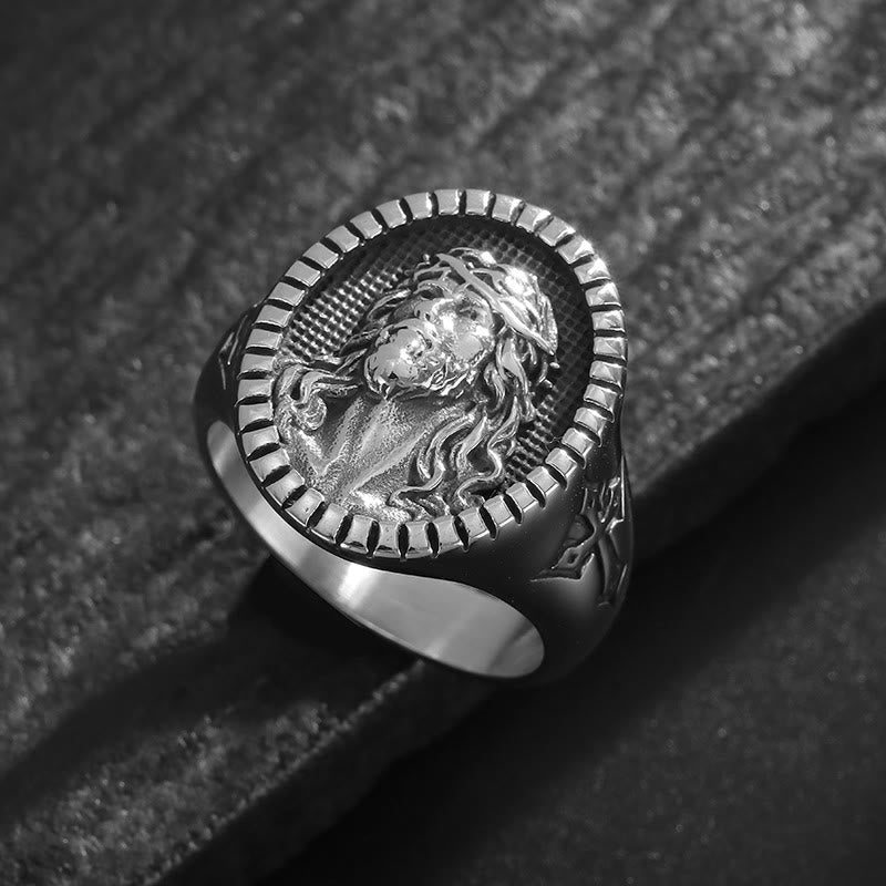 Anillo de Bendición con Cruz de la Cabeza de Cristo Vintage