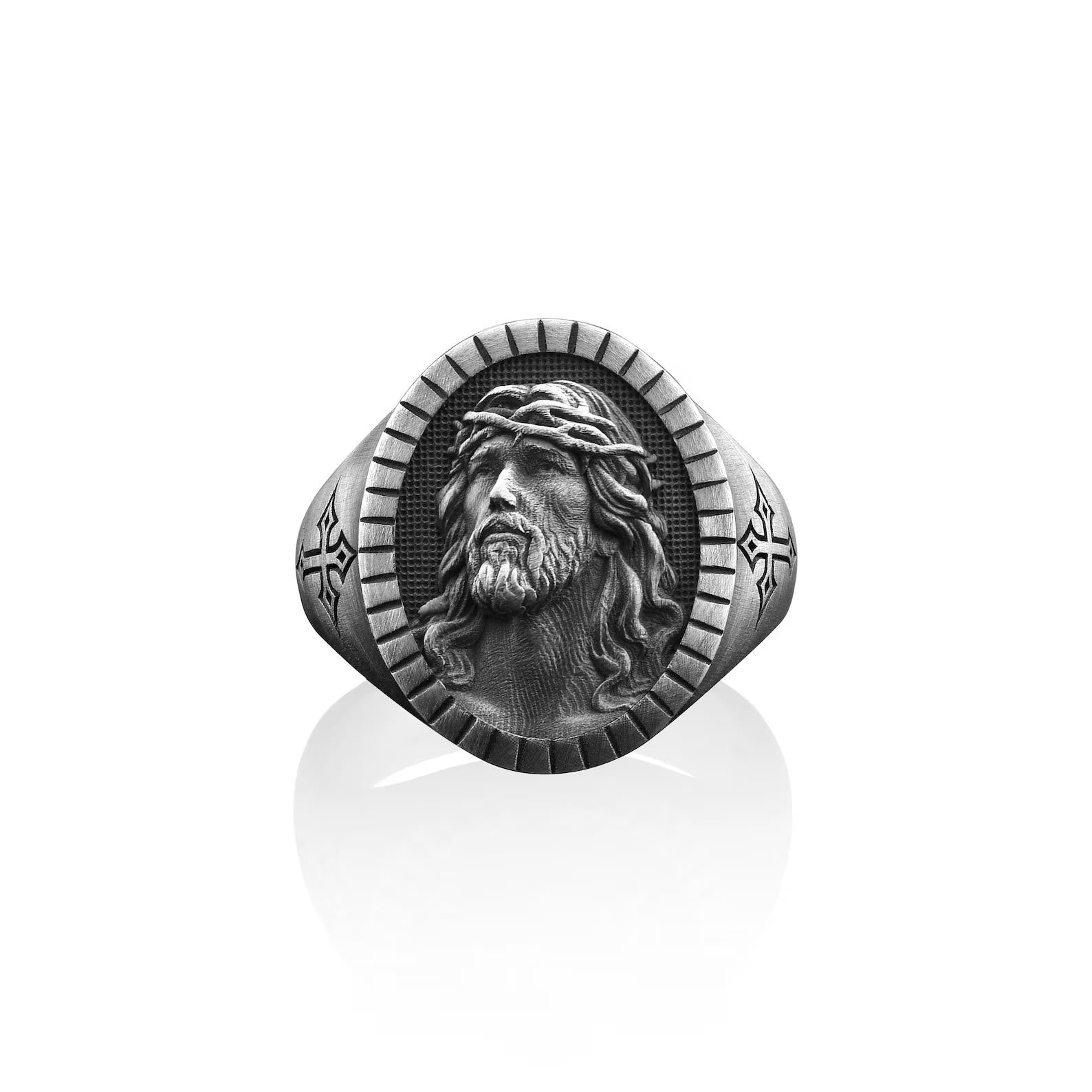 Anillo de Bendición con Cruz de la Cabeza de Cristo Vintage