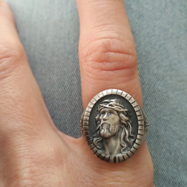 Anillo de Bendición con Cruz de la Cabeza de Cristo Vintage