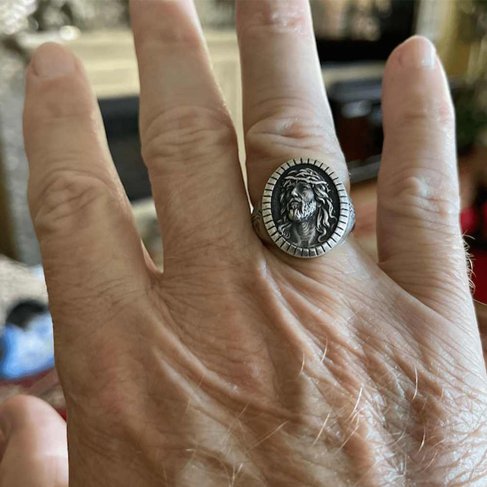 Anillo de Bendición con Cruz de la Cabeza de Cristo Vintage