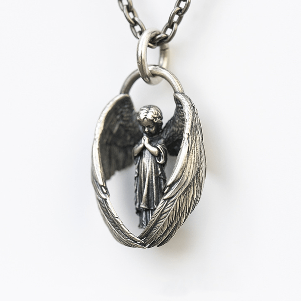 Colgante de Ala de Ángel Guardián que Ora